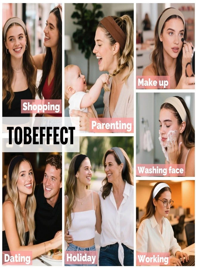 Tobeffect Headbands for Women Non Slip - Fashion Yoga Sports Hair Bands for Women's Hair, Soft Elastic Cotton Cloth Sweat Headbands for Women for Workout Running Daily Black Gray 6PCS - Image 4